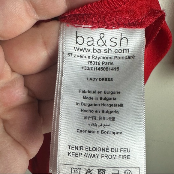 ba&sh Red Slone Lady Gathered Front Detail Sparkle  Rhinestone Shoulder Dress S - Picture 13 of 16